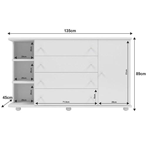 Cômoda Infantil com Cantoneira Lorena Branco - Phoenix Baby