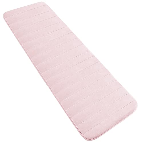Yimobra Bathroom Runner Rugs 72"x24" Non Slip Washable Memory Foam Bath Mat, Super Soft Water Absorbent Hallway Carpet for Vanity Tub Shower, Pink