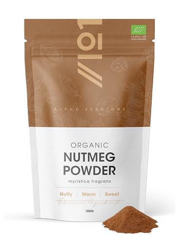 Organic Nutmeg Powder 100g - Sri Lanka Raw Ceylon Nutmeg - Resealable and Recyclable Pouch by Alpha01