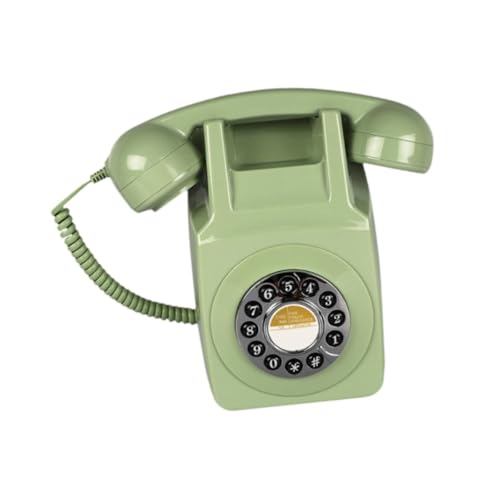 Teléfono antiguo de pared verde con cable para evitar interferencias y ruidos 7