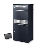Metzler® boîte aux Lettres Colis avec éclairage LED Solaire et Plaque nom gravée RAL 7016 ...