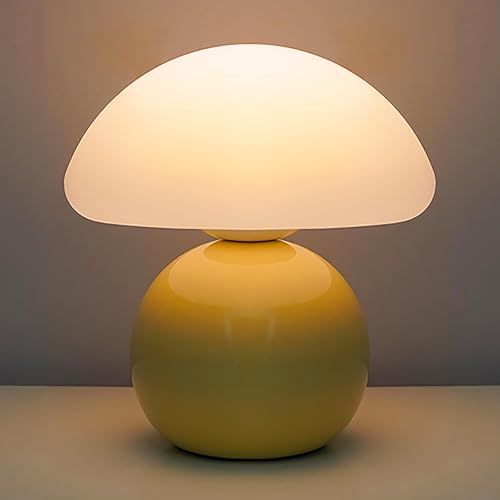kvppvt Ceramic Mushroom Accent Lamp – Dimmable USB Yellow