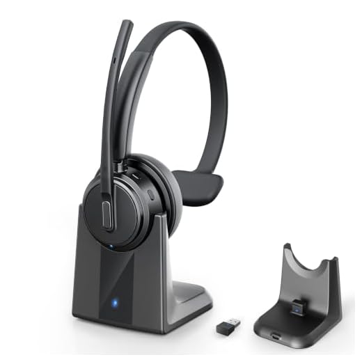 Wireless Headset with Mic for Work, Bluetooth Headset Noise Canceling Mic