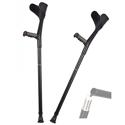Bastón Plegable para Caminar, muletas de antebrazo de Aluminio para Adultos, Agarre cómodo, muleta de Codo telescópica Ajustable con pies de Goma Antideslizantes (Paquete de 2)