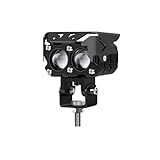 バイクヘッドライト オートバイ LED 修正されたヘッドライト 2 色レンズ外部スポットライト小型鋼キヤノン黄色と白の光