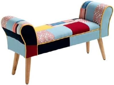 PANCA CAROLINA, TESSUTO TECNICA PATCHWORK, MULTICOLORE, L. 102 P. 31 H. 54 cm