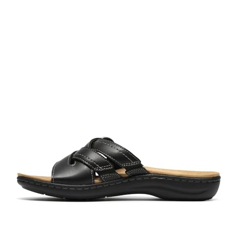 Clarks Clarks Collection Women's Laurieann Opal Flat Sandal, Black Leather, 10 Medium US