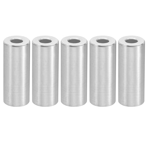 PATIKIL M4 Aluminum Spacers, 5 Pcs Metal Spacer Aluminum 4.2mm ID x 10mm OD x 25mm L Aluminum Spacer Screw Standoff Round for 5/32inch or M4 Screw Bolts
