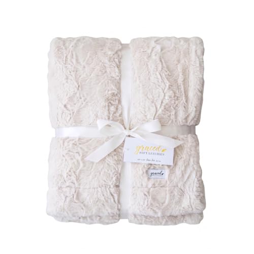 GRACED SOFT LUXURIES Weichste warme, Elegante, gemütliche Kunstfell-Überwurfdecke (massives Elfenbein, extra groß, 152,4 x 203,2 cm) – Ansicht 1