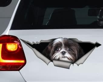 Calcomanía Shih Tzu para coche, calcomanía Shih Tzu en blanco y negro, calcomanía de vinilo Shih Tzu, calcomanía de vinilo para perro, calcomanía de