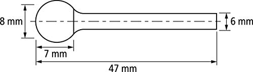 Image of PFERD HM milling bit, Ball Shape KUD, All-Round Teeth, milling bit Diameter 8 mm, Shaft Diameter 6 mm, Length 47 mm, 21001006 - for Versatile use on The Most Important industrially Used Materials
