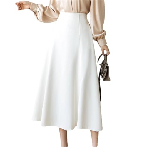 Elegant Elastic Waist A-Line Skirts Women 2024 Spring Loose Midi Skirts Simple Ruffles Skirts