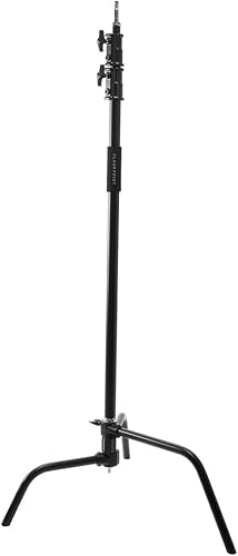 Miniatura 6 de Flashpoint Kit de soporte de luz C de 10.5 pies sobre base de tortuga con columna elevadora cargada por resorte de dos niveles, brazo de agarre de