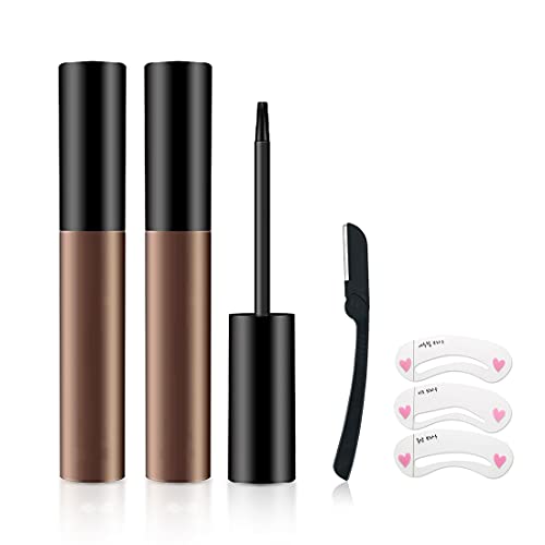 Eyebrow Gel, Ksndurn 2PCS Peel Off Tattoo Eyebrow Gel Dark Brown - Lasting Waterproof Eyebrow Tattoo Makeup Tint Eyebrow Gel Cream with Gift