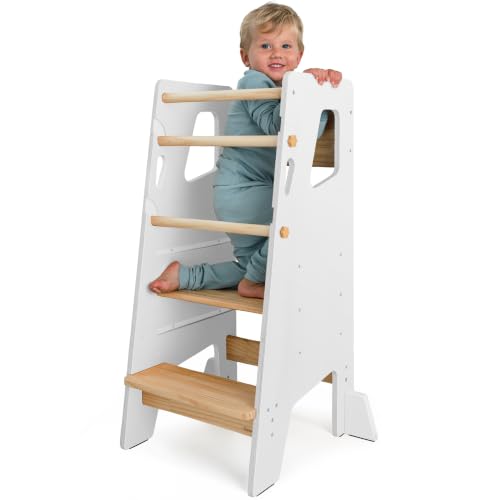 Toddler Standing Tower with 3 Safety Bars - Kitchen Stool...