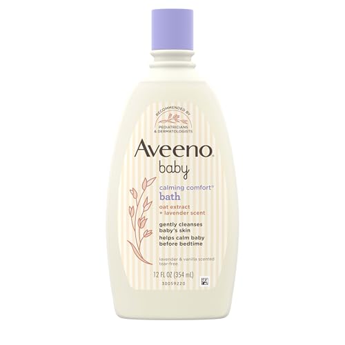 Aveeno Baby Nighttime Calming Comfort Bath Body & Hair Wash with Relaxing Lavender & Vanilla Scents & Oat Extract Tear-Free Formula No added parabens & Soap-Free 12 fl. oz
