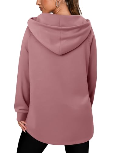 onlypuff Women Hoodie Pullover Trendy Quarter Zipper Lapel Sweatshirts Drawstring Cute Hooded Tunic Tops with Side Pockets