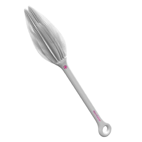 dentistar Silikon Flaschenbürste Baby Flaschenbürste für Flaschen Becher und Gläser Flexibler Flaschenreiniger mit weichen Silikonborsten Aus lebensmittelechtem Silikon BPA-frei* Grau