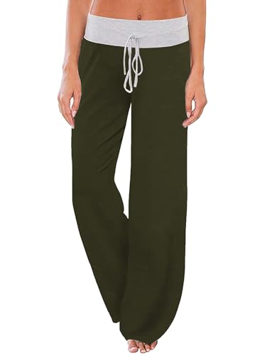 Image of iChunhua Women's Comfy Stretch Floral Print Drawstring Palazzo Wide Leg Lounge Pant