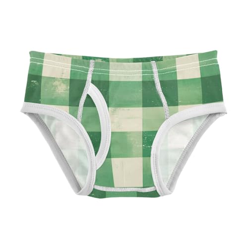 Buffalo Plaid Green Little Boys Cotton Kids Underwear Breathable Children Undies