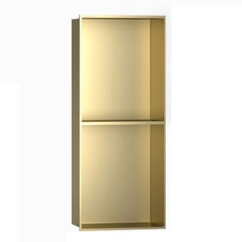 304 Stainless Steel Double-Layer Shower Caddy - Seamless Welded Design Gold Finish Bathroom Shelf Organizer for Wall Niche