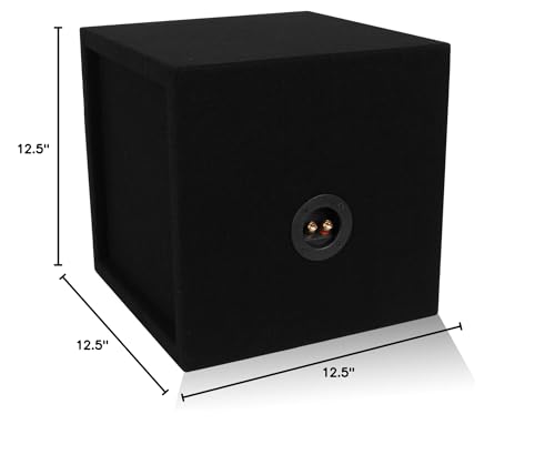 Image of BELVA MDFS10 Single 10 inch Sealed 3 /4 inch MDF Black Carpeted Subwoofer Box /Enclosure (0.77 Cubic ft)