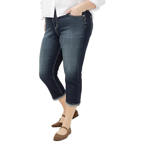 Silver Jeans Co. Women's Plus Size Avery High Rise Curvy Fit Capri Jeans2