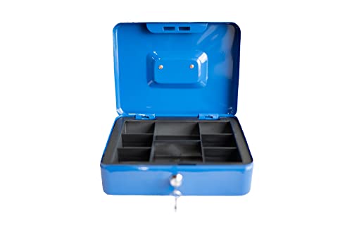 Hyfive® Una especie de caja chica de acero con 2 teclas/Cambiar la bandeja extraíble para un perfecto almacenamiento seguro en azul 10'