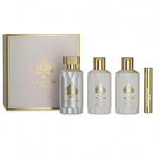 Jo Milano Game Of Spades Opal 4-Piece Gift Set | 3.4 oz Parfum Spray, 6.8 oz Body Cleanser, 6.8 oz Body Cream, 0.27 oz Refillable Atomizer | Long Lasting Fragrance for Men and Women Unisex