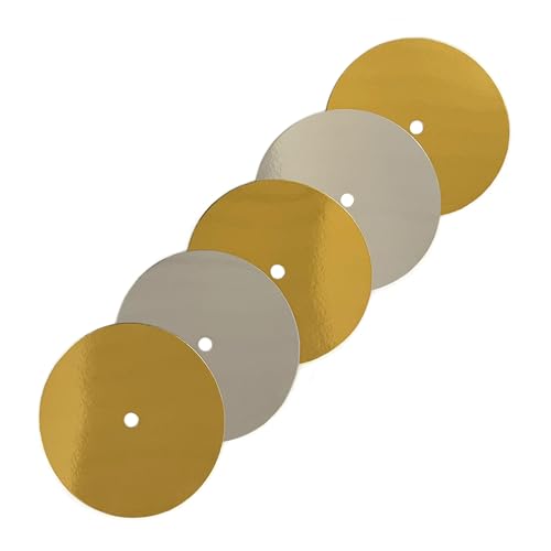 Blacked LaserTEC Cake Card mit Loch - 5 Stück - Zweifarbig - Beschichtet - Rund - Cake Board - Tortenunterlage für Mehrstöckige Torten (Gold/Silber, Ø 18 cm)