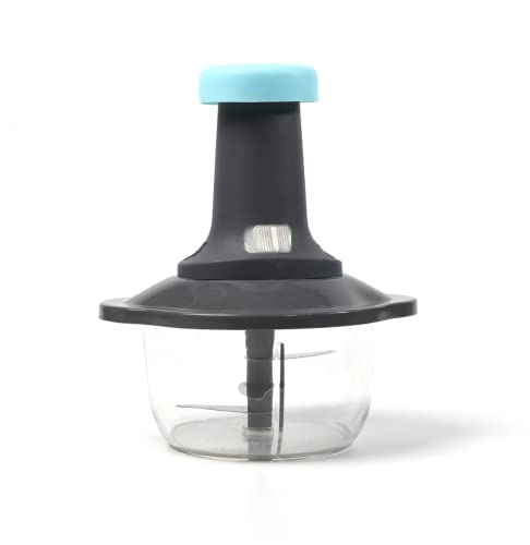 ATEVON Manual Food Chopper – Hand Push Vegetable Chopper, Cutter, Mixer Set with 3 Stainless Steel Blades