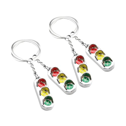 Healeved 4 pezzi Portachiavi Semaforo in Acciaio Resistente Ciondolo Creativo per Borsa e Chiavi Pendente Originale Multifunzione per Festa e Uso Quotidiano
