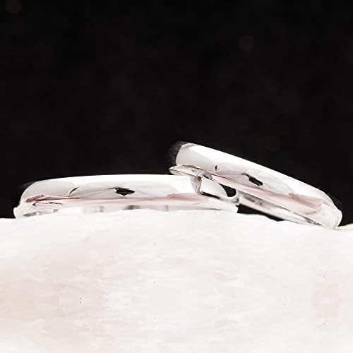 Conjunto de anillos de boda de 3 mm Conjunto de alianzas de boda a juego para parejas Conjunto de anillos de bodas de plata personalizados para hombre y mujer