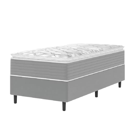 Cama Box Solteiro Molas Ensacadas Pillow Top 88x188x63cm Martino Cinza Umaflex