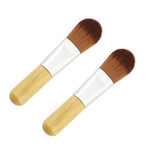 FOYTOKI Cosmetic Makeup Foundation Mini Brush 2pcs Short Wooden Handle Brushes Soft Dense and Comfortable for All Skin