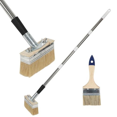 15.24cm Deckenbürste, 1.6M Deckbeize-Pinsel mit langem Griff und 7.62cm Pinsel, Malerbürste, Blockbeize für Holzbeize, Deckbeize-Farben, Öle, Zaunwandmöbel