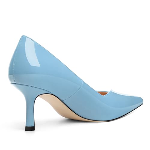 Image of Women Pointed Closed Toe 2.5 Inch Kitten Heel Slip On Pumps | Elegant Comfort Formal Dress Footwear, Versatile Ladies Shoes For Office Wedding Party Evening Daily Occasions