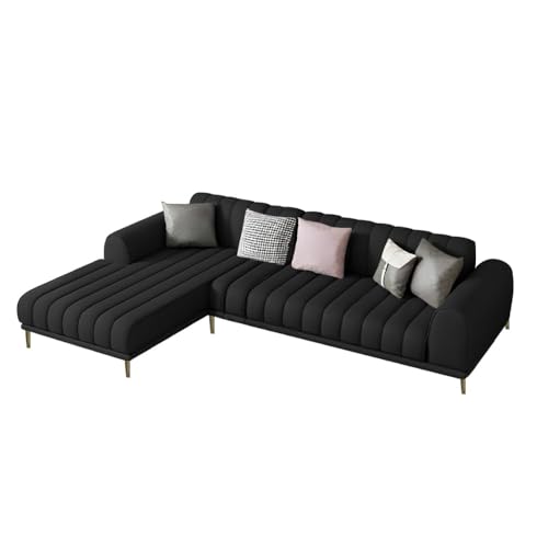 Image of Casaliving Herrick LHS 4 Seater L Shape Sofa Set for Living Room (Black Colour) Premium Fabric Sofa Set for Living Room