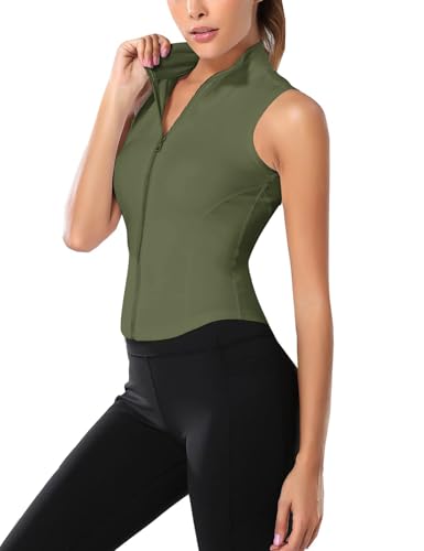 Image of Flygo Women's Full Zip Sleeveless Workout Yoga Active Jacket Vest Golf Shirts