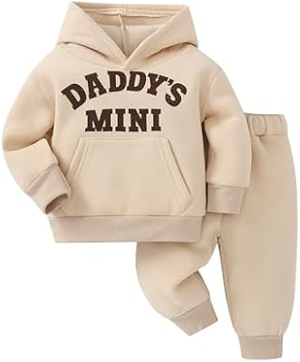 Voonlie Toddler Baby Boy Fall Clothes Long Sleeve Hoodie Sweatshirts Pants Set Infant Winter Outfits