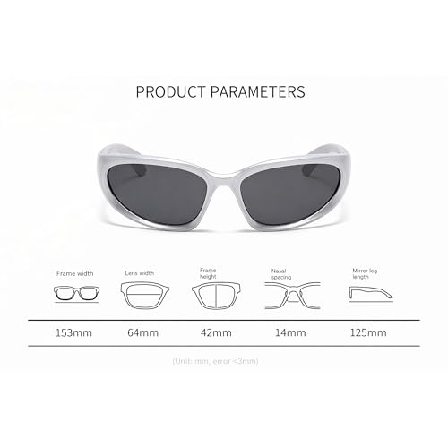 Image of Dervin UV Protected Wraparound Y2K Sunglasses for Men & Women, Full Rim Trending & Stylish Sports Shades