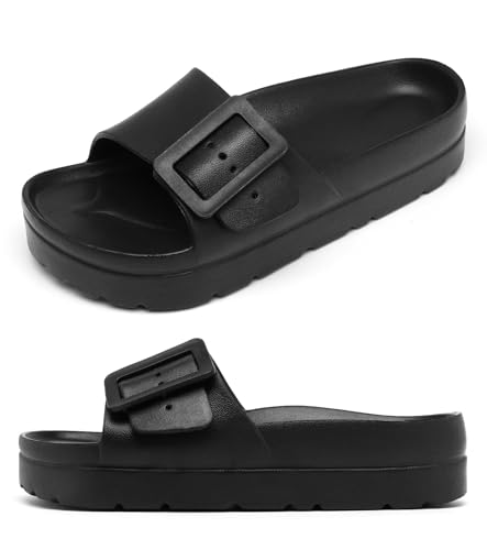 Image of Haifago Women's Platform Sandals with Arch Support, Summer Beach Slides Adjustable Buckle Comfortable Lightweight EVA Slip on Slide