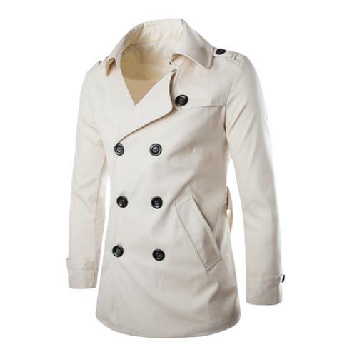 OAKVERVE Trench en coton britannique à double boutonnage pour homme, beige, taille M