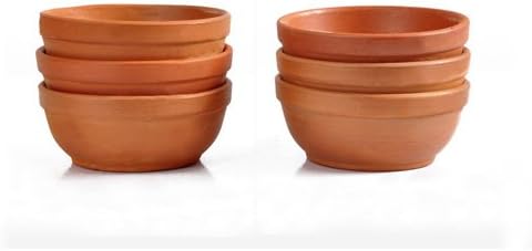 VAGHBHATT Clay Katori, Serving Bowl/Earthenware Bowl for Serving Curd, Vegetables, Snacks, Soup Set of 6clay Bowl/katori/Serving Bowl