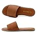 Shoe Land Flat Sandals for Women – Slip-On Slides with Cushioned Footbed | Comfortable Dressy & Casual Open Toe Summer Sandals for Beach, Travel & Everyday Wear, Tan, Size 6.5, Carlena