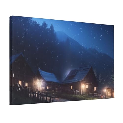 Tableau village rustique coloré YoupO pour illuminer un salon sombre 30x45cm