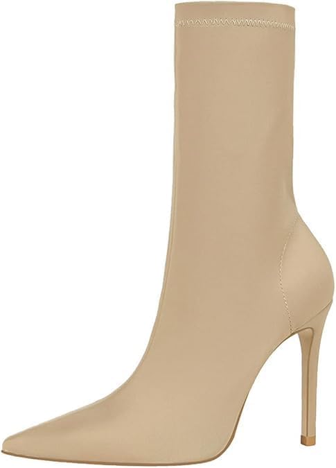 Women’s Pointed Toe Stiletto High Heel Ankle Booties Fashion Stiletto Sock Pointed Toe High Heel Stretch Ankle Boots