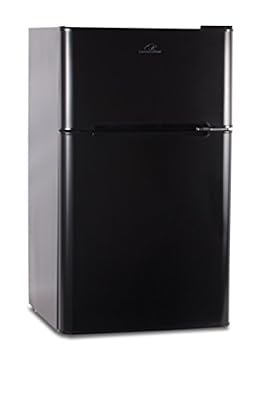 Commercial Cool CCRD32B Compact Double Door Refrigerator with Freezer, 3.2 Cu. Ft. Mini Fridge, Black