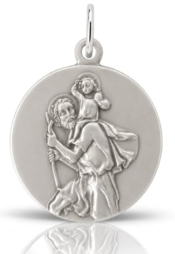 Igj Medal Świętego Krzysztofa - Patron Kierowców, Mosiądz Srebro szterlingowe Metal Srebro, Bez kamienia