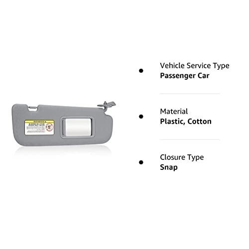 Gray Passenger Right Side Sun Visor Replacement Compatible With 2011 2012 2013 2014 2015 Hyundai Elantra Replace 852103X000Tx #TOP5